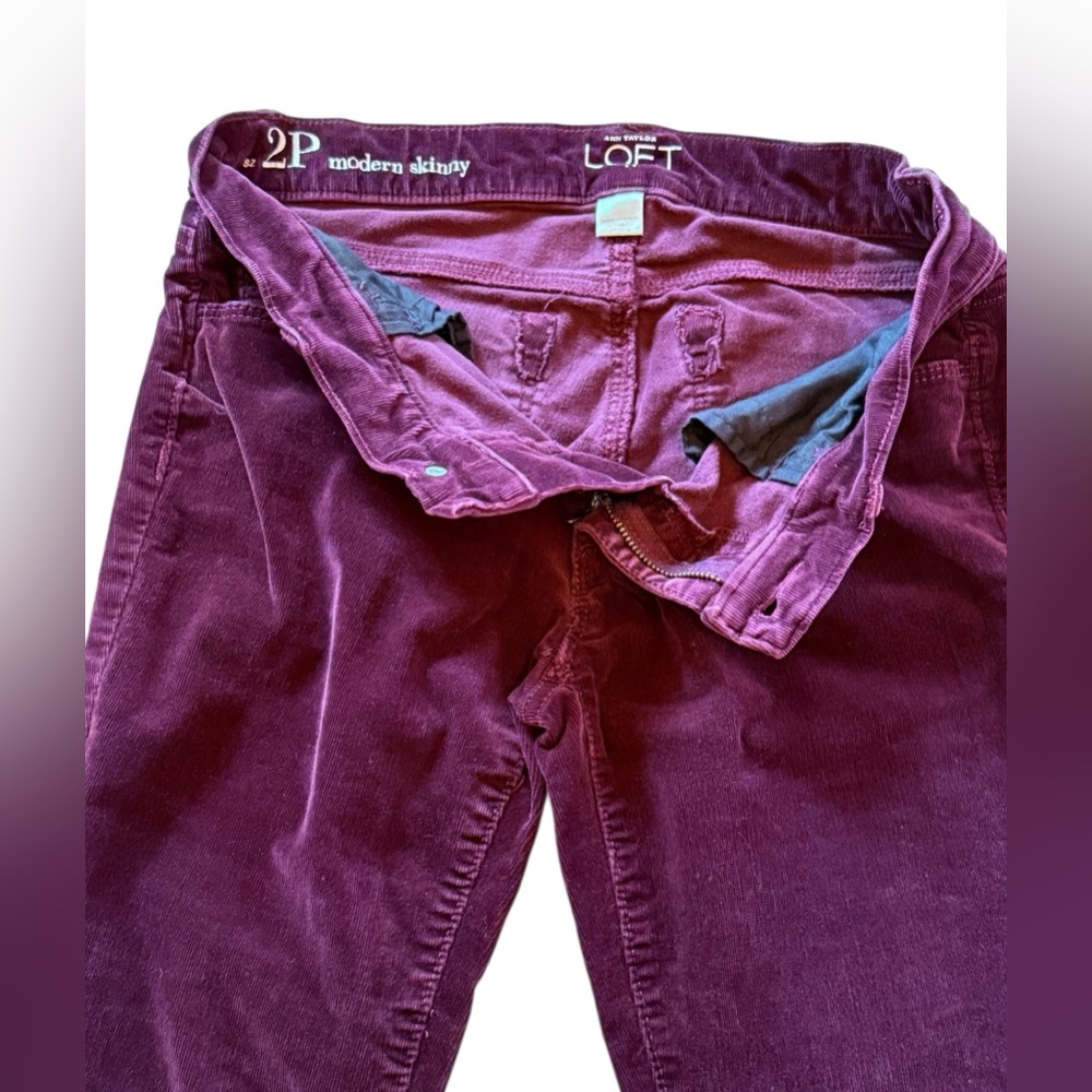 Ann Taylor LOFT Women's Deep Purple Plum Corduroy Modern Skinny Jeans Size 2P - Picture 10 of 16